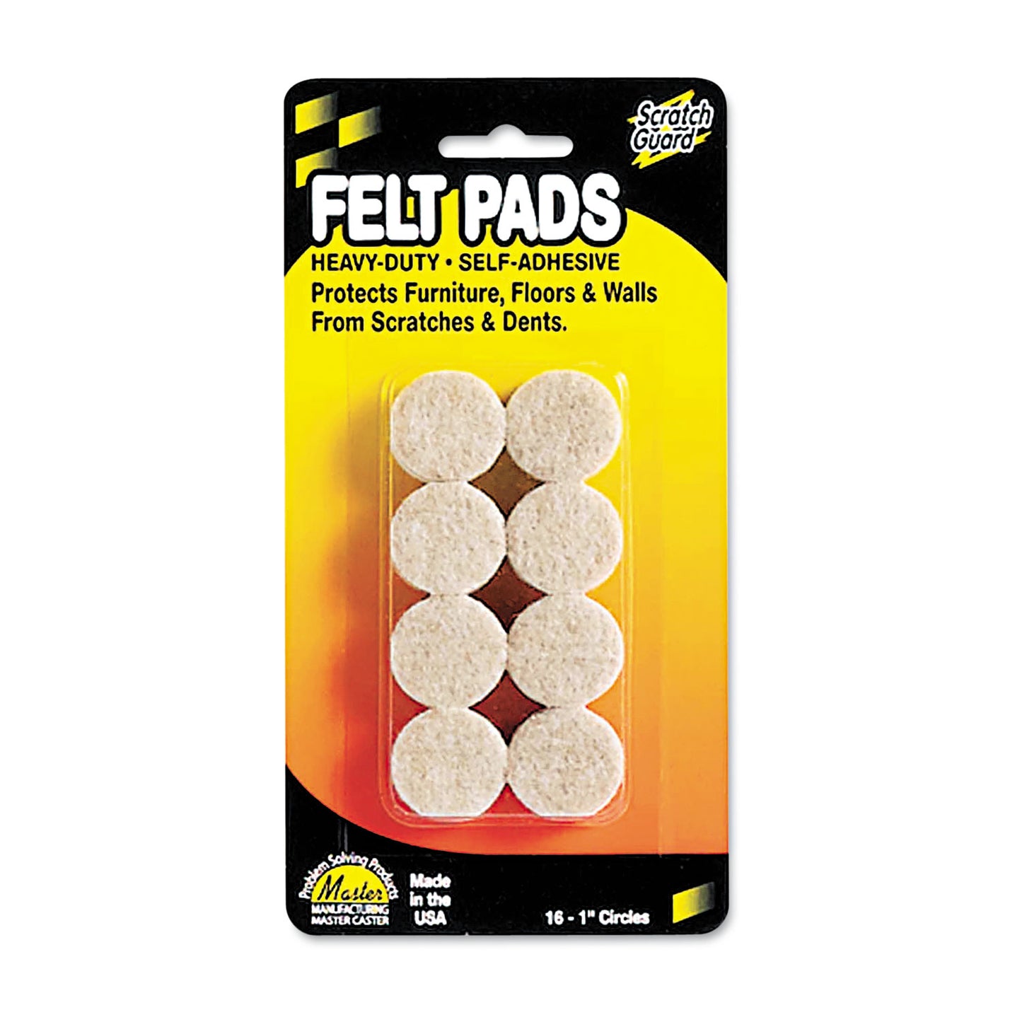 MAS88496 Scratch Guard Felt Pads, 1" Dia, Circular, Beige, 16/pack