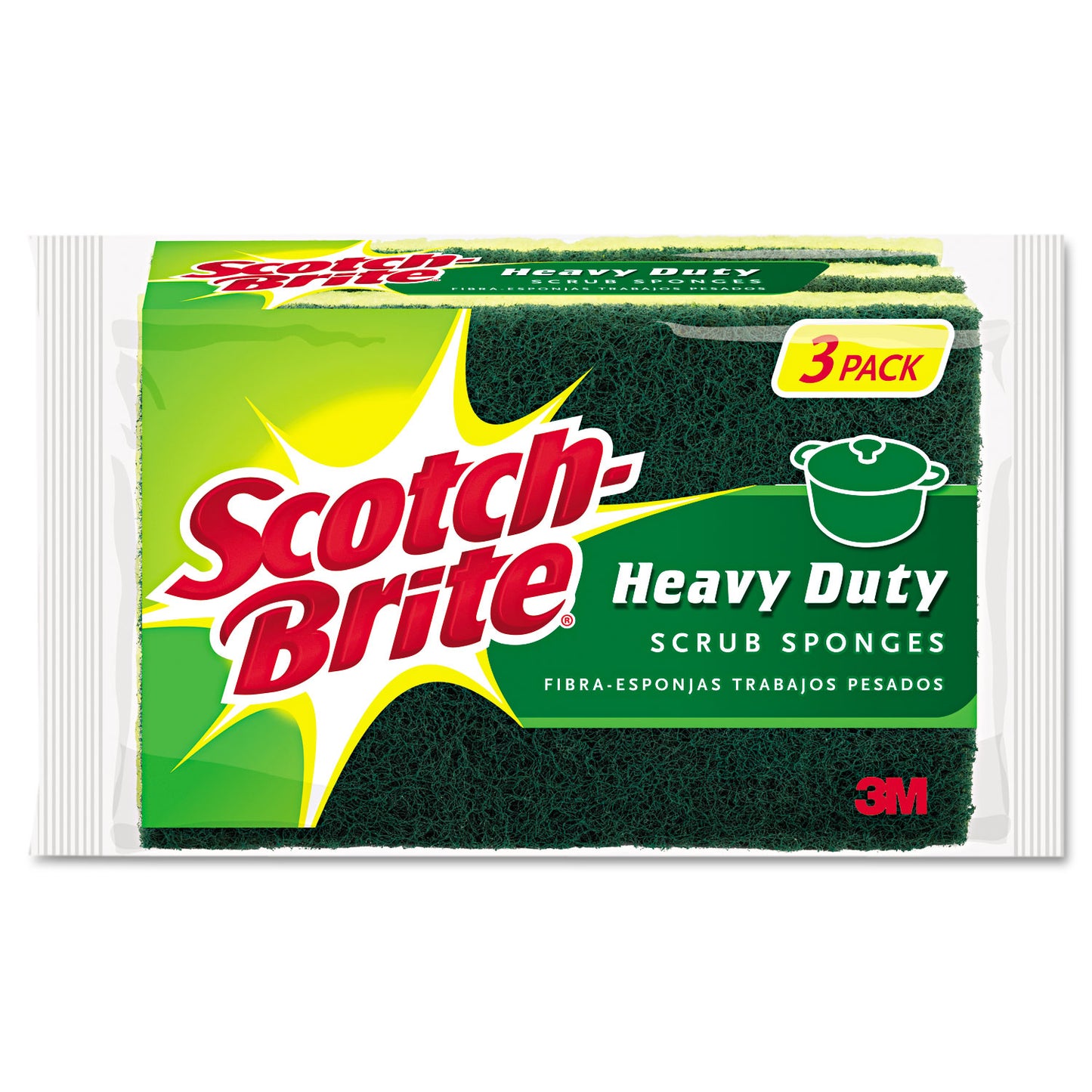 MMMHD3 Heavy-Duty Scrub Sponge, 4.5 X 2.7, 0.6" Thick, Yellow/green, 3/pack Scotch-Brite