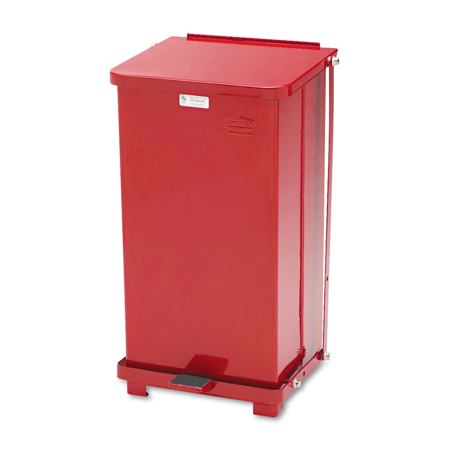 RCPST12EPLRD Defenders Heavy-Duty Steel Step Can, 6.5 gal, Steel, Red RUBBERMAID COMMERCIAL PROD.