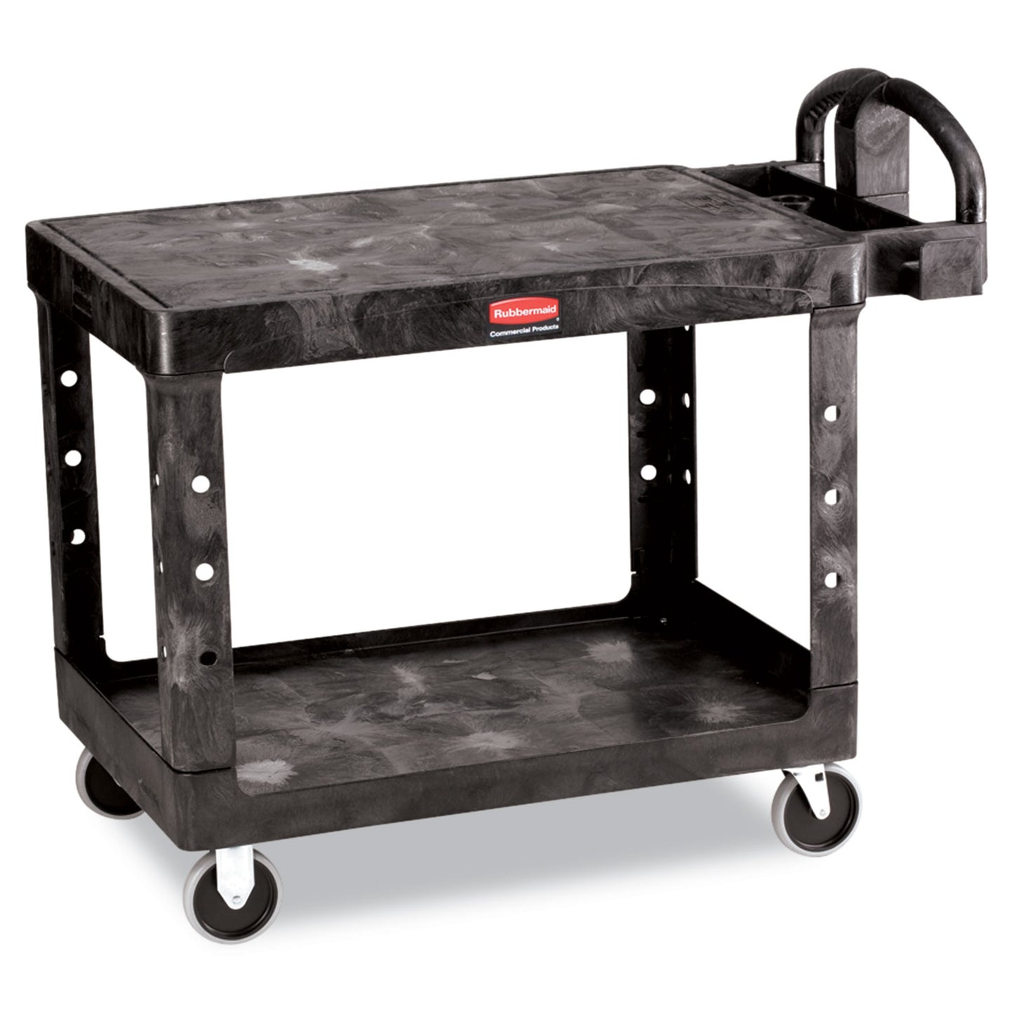RCP452500BK Flat Shelf Utility Cart, Plastic, 2 Shelves, 500 lb Capacity, 25.25" x 44" x 38.13", Black