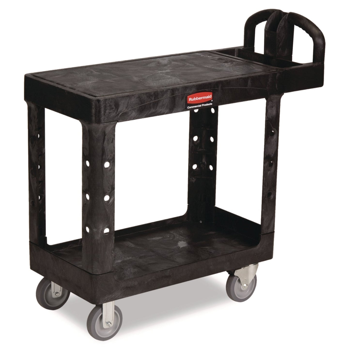 RCP450500BK Flat Shelf Utility Cart, Plastic, 2 Shelves, 500 lb Capacity, 19.19" x 37.88" x 33.33", Black RUBBERMAID COMMERCIAL PROD.