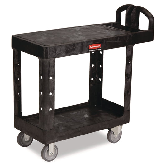 RCP450500BK Flat Shelf Utility Cart, Plastic, 2 Shelves, 500 lb Capacity, 19.19" x 37.88" x 33.33", Black