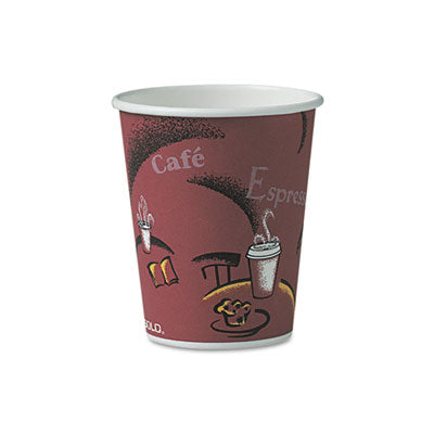 SCCOF10BI0041 Paper Hot Drink Cups in Bistro Design, 10 oz, Maroon, 300/Carton