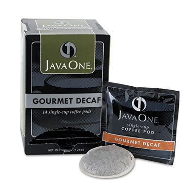 JAV30210 Coffee Pods, Colombian Decaf, Single Cup, Pods, 14/box