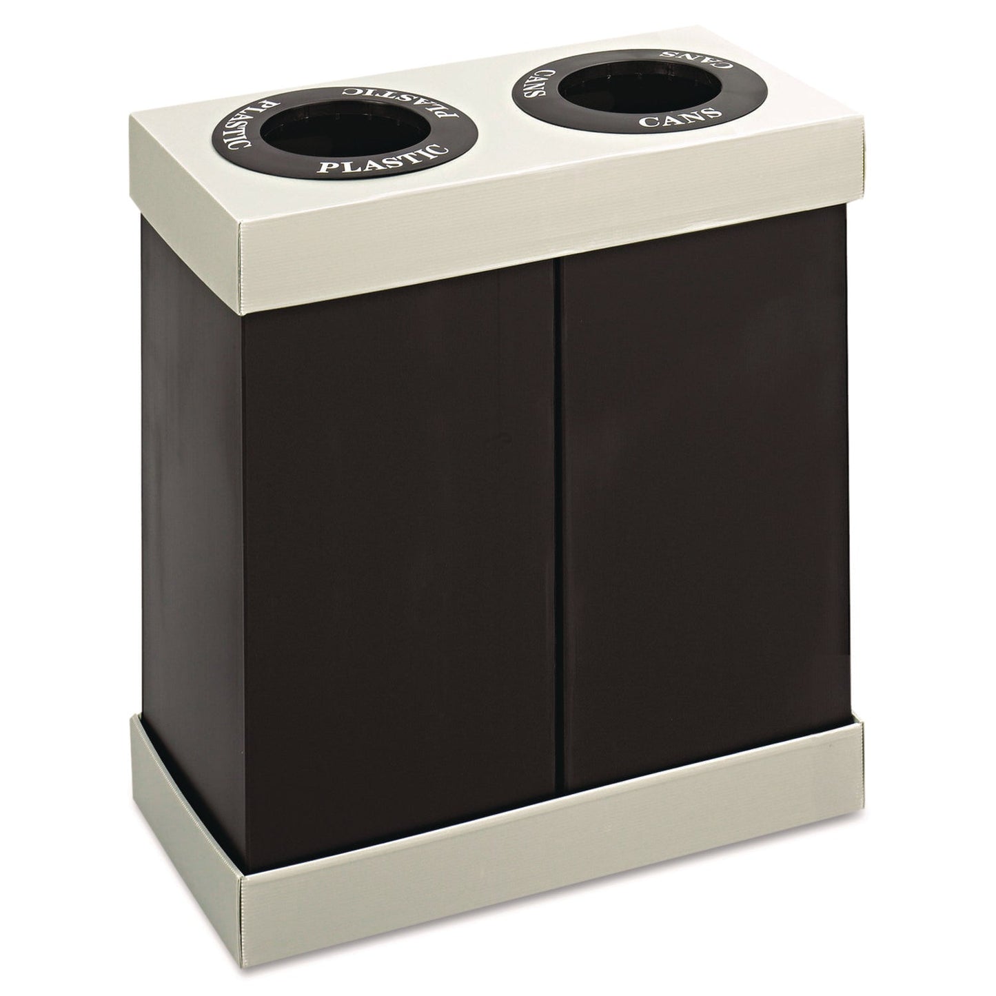 SAF9794BL At-Your-Disposal Recycling Center, Two 28 gal Bins, Polyethylene, Black Safco