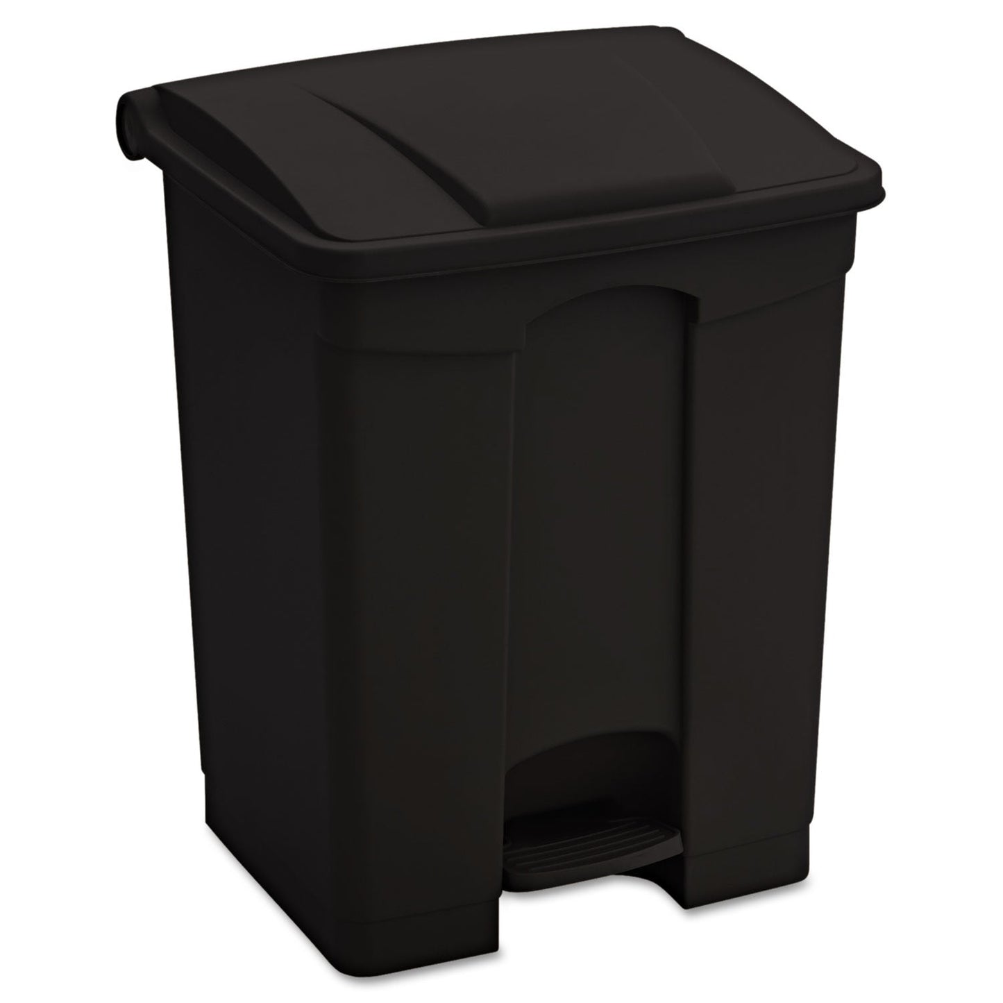 SAF9922BL Large Capacity Plastic Step-On Receptacle, 17 gal, Plastic, Black Safco