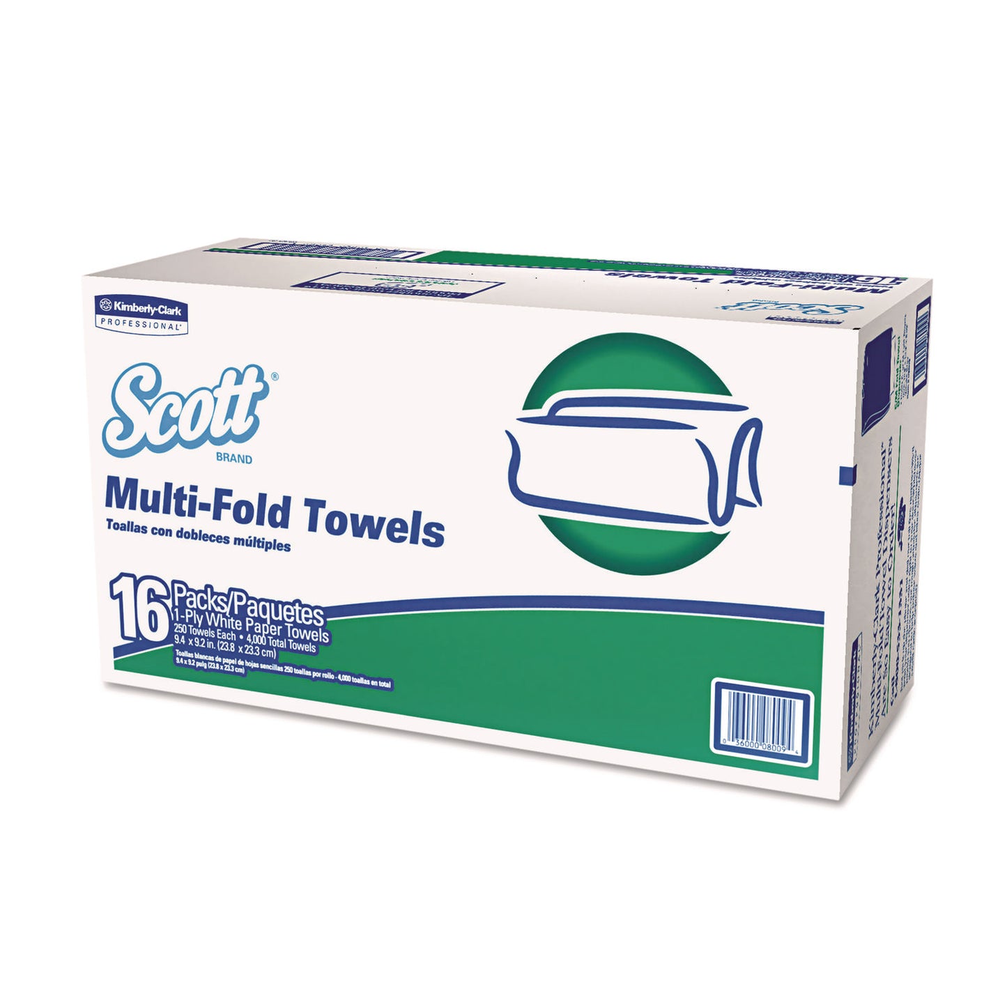 KCC08009 Multi-Fold Towels, Absorbency Pockets, 1-Ply, 9.2 X 9.4, 250/pack, 16 Packs/carton