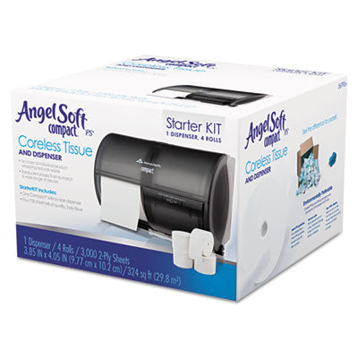 GPC5679500 Compact Tissue Dispenser and Angel Soft ps Tissue Start Kit, 10.13 x 6.75 x 7.13, Translucent Smoke