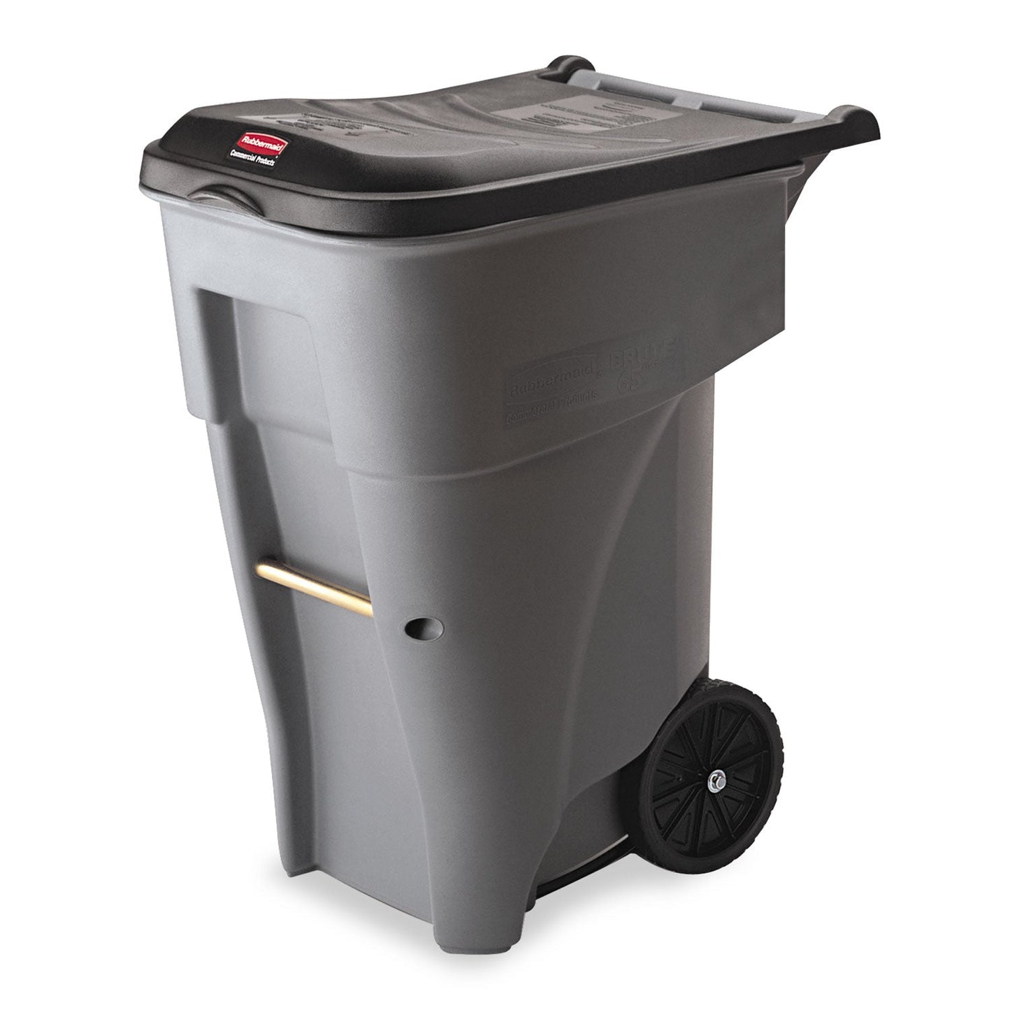 RCP9W21GY Brute Roll-Out Heavy-Duty Container, 65 gal, Polyethylene, Gray RUBBERMAID COMMERCIAL PROD.