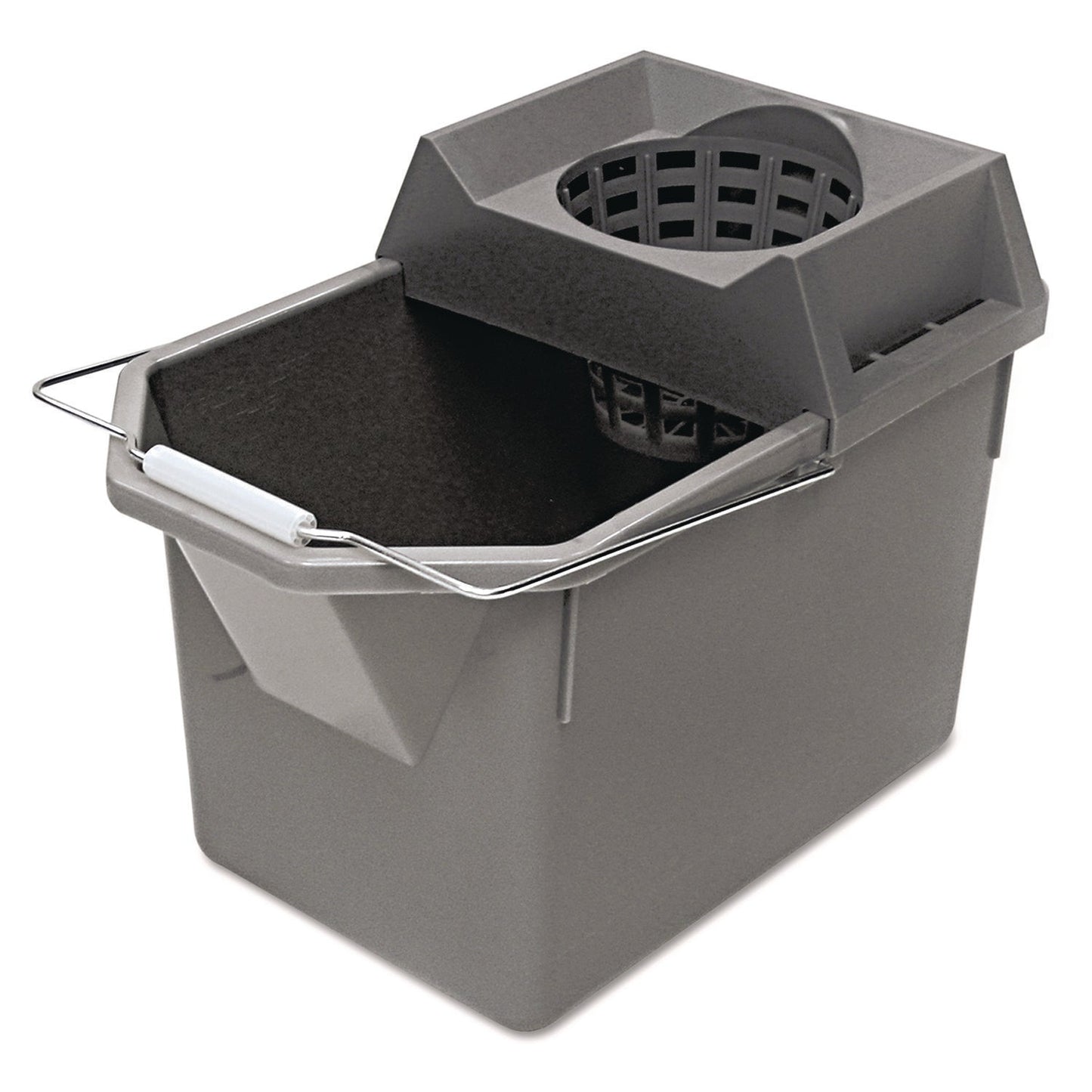 RCP6194STL Pail/Strainer Combination, 15 qt, Steel Gray RUBBERMAID COMMERCIAL PROD.