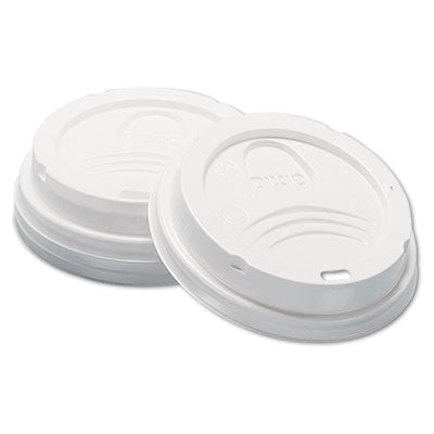 DXED9538 Dome Hot Drink Lids, Fits 8 oz Hot Cups, Plastic, White, 100/Sleeve, 10 Sleeves/Carton