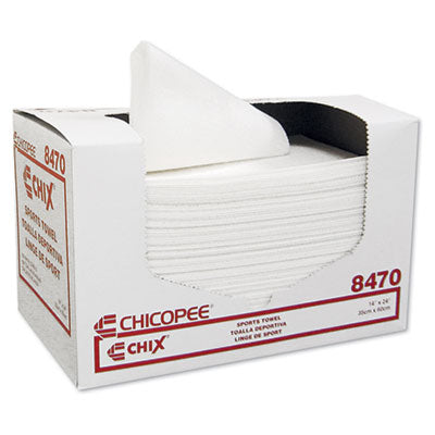 CHI8470 Sports Towels, 14 X 24, White, 100 Towels/pack, 6 Packs/carton CHICOPEE, INC