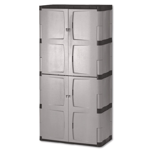 RUB7083 Double-Door Storage Cabinet - Base/top, 36w X 18d X 72h, Gray/black