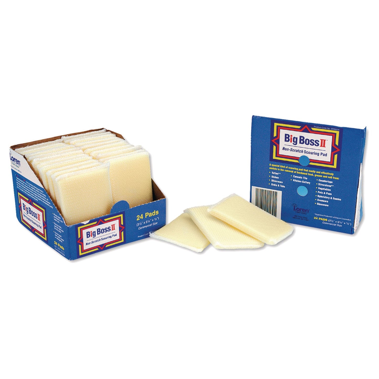 PUXV890116 Non-Scratch Scouring Pads, 3.5 X 5.5, Yellow, 24/carton Big Boss II