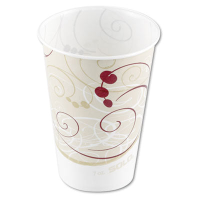 SCCR7NSYM Symphony Design Wax-Coated Paper Cold Cups, 7 oz, Beige/White/Red, 100/Sleeve, 20 Sleeves/Carton DART