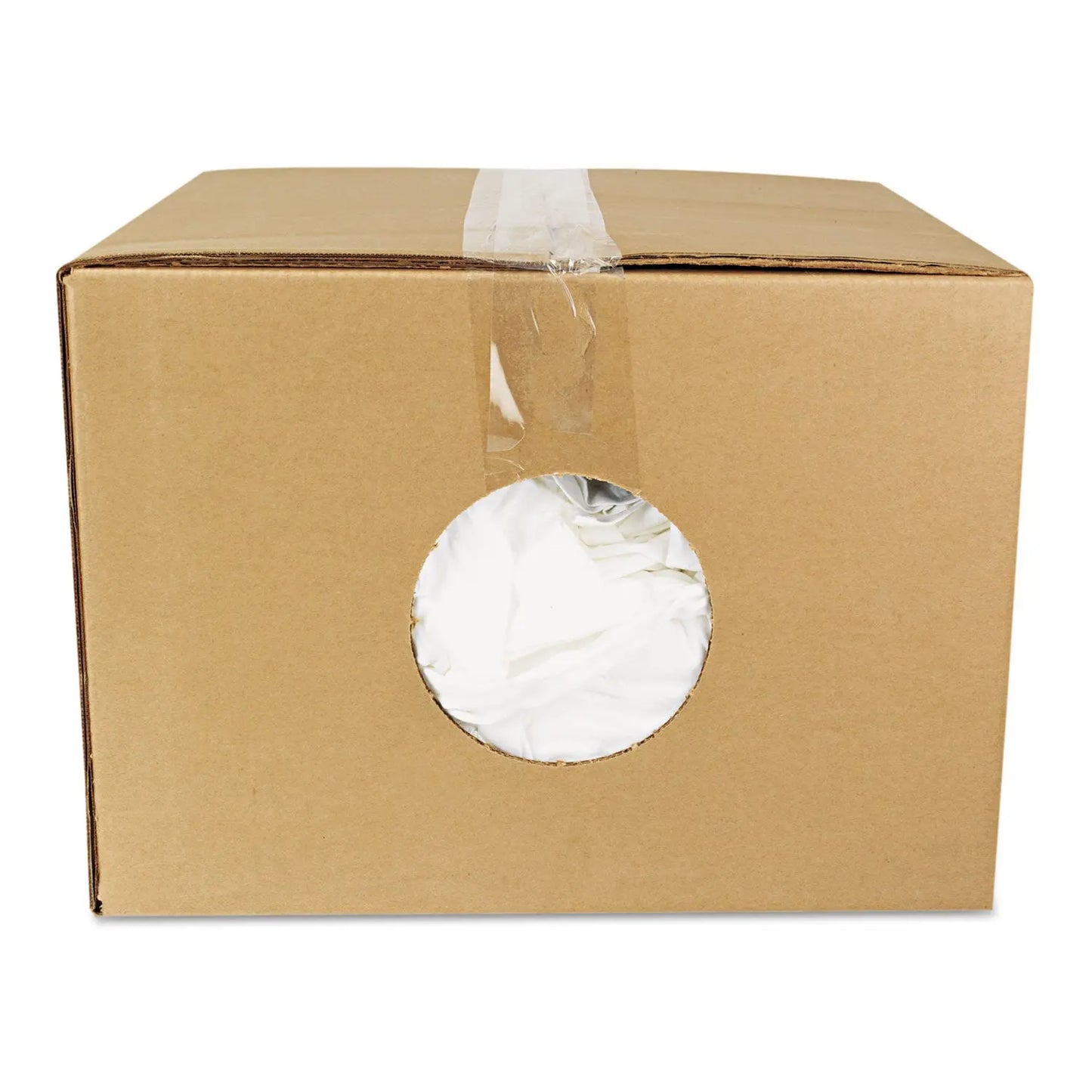 HOS45525 New Bleached White T-Shirt Rags, 25 Pounds/bag HOSPECO