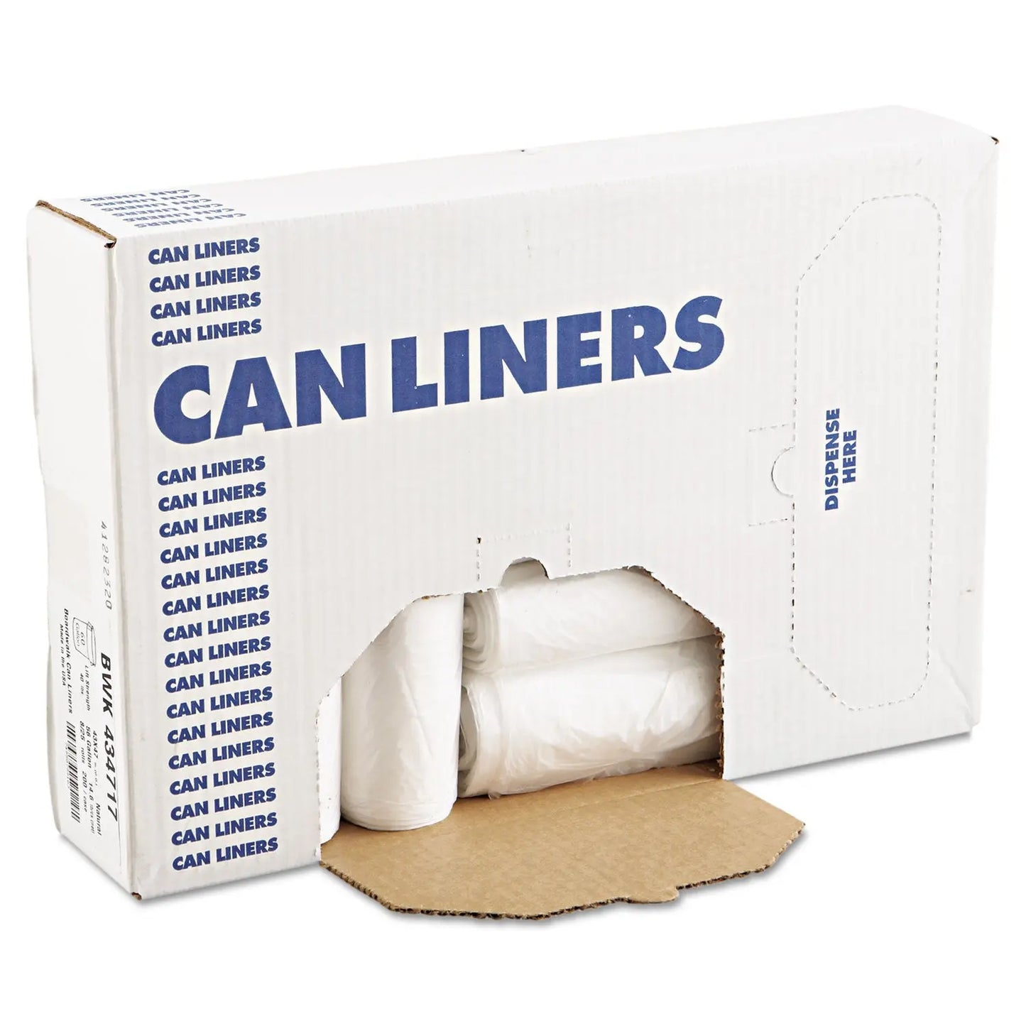 HERZ5845HNR01 High-Density Can Liners with AccuFit Sizing, 23 gal, 14 mic, 29" x 45", Natural, 25 Bags/Roll, 10 Rolls/Carton AccuFit