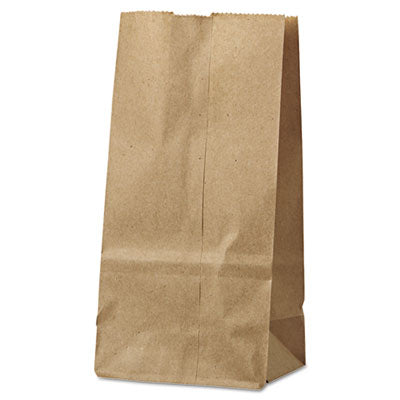 BAGGK2500 Grocery Paper Bags, 2# Size, 30# Basis Weight, 4.13" x 2.63" x 7.88", Kraft, 500/Bundle ROSS & WALLACE PAPER PRODUCTS, INC.