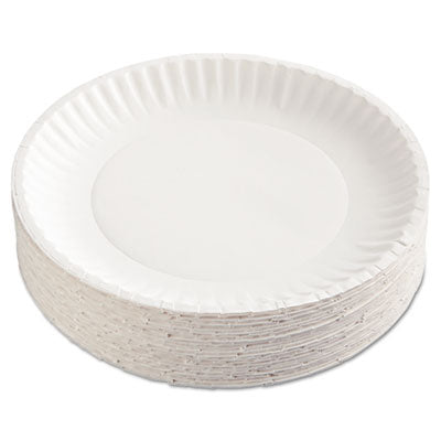 AJMPP9GRAWH Paper Plates, 9" Dia, White, 100/pack, 12 Packs/carton AJM PACKAGING CORP.