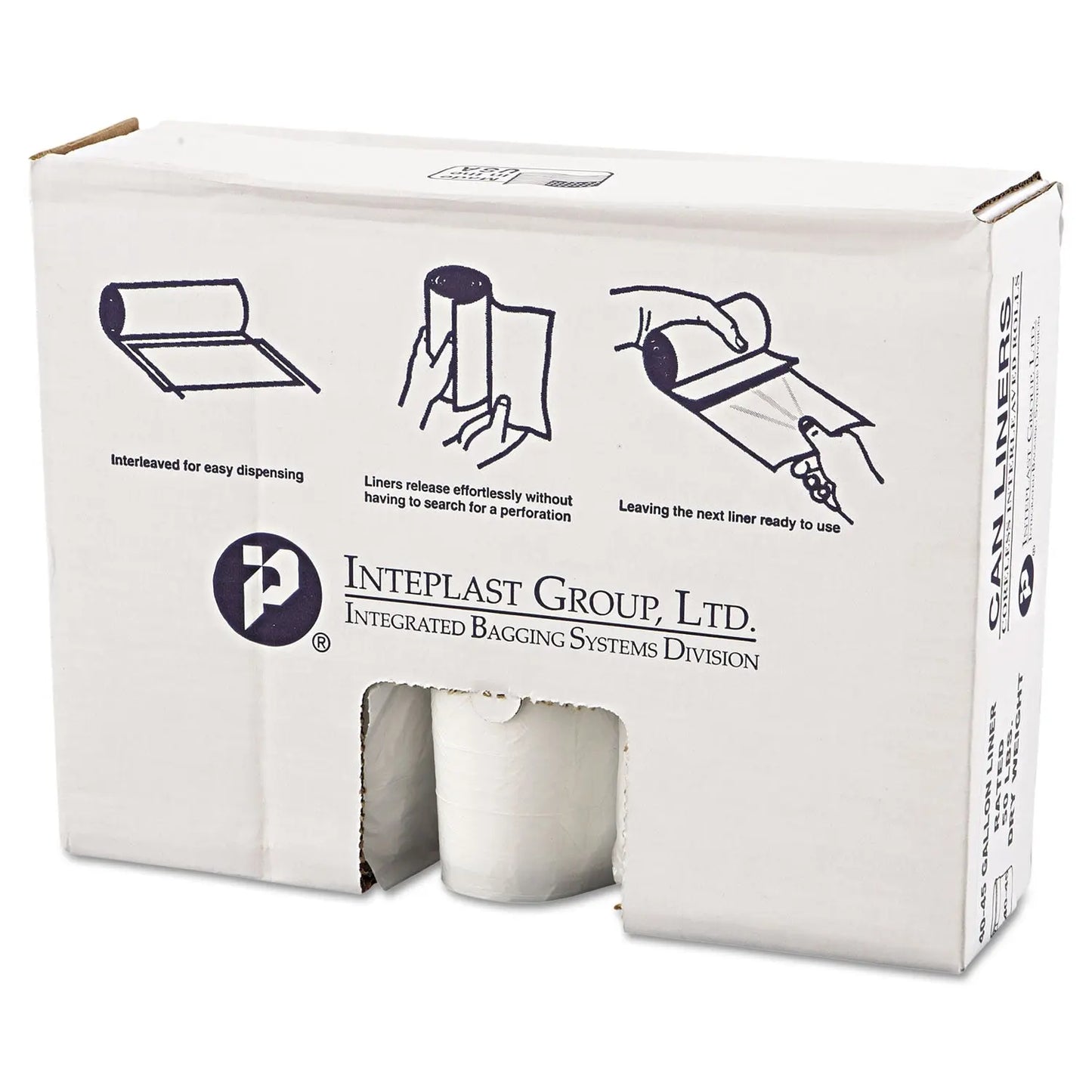 IBSVALH4048N14 High-Density Commercial Can Liner Value Pack, 45 Gal, 12 mic, 40" x 46", Clear, Interleaved Roll, 25 Bags/Roll, 10 Rolls/CT Inteplast Group