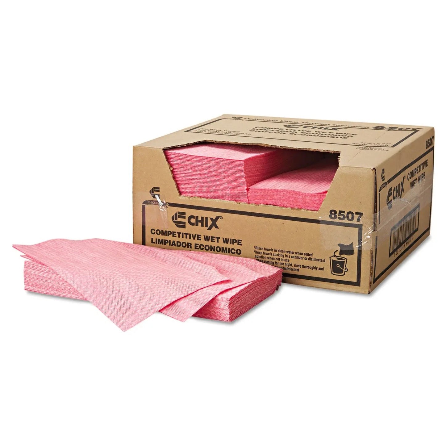 CHI8507 Wet Wipes, Diamond-Pattern Design, 11.5 x 24, White/Pink, 200/Carton Chix