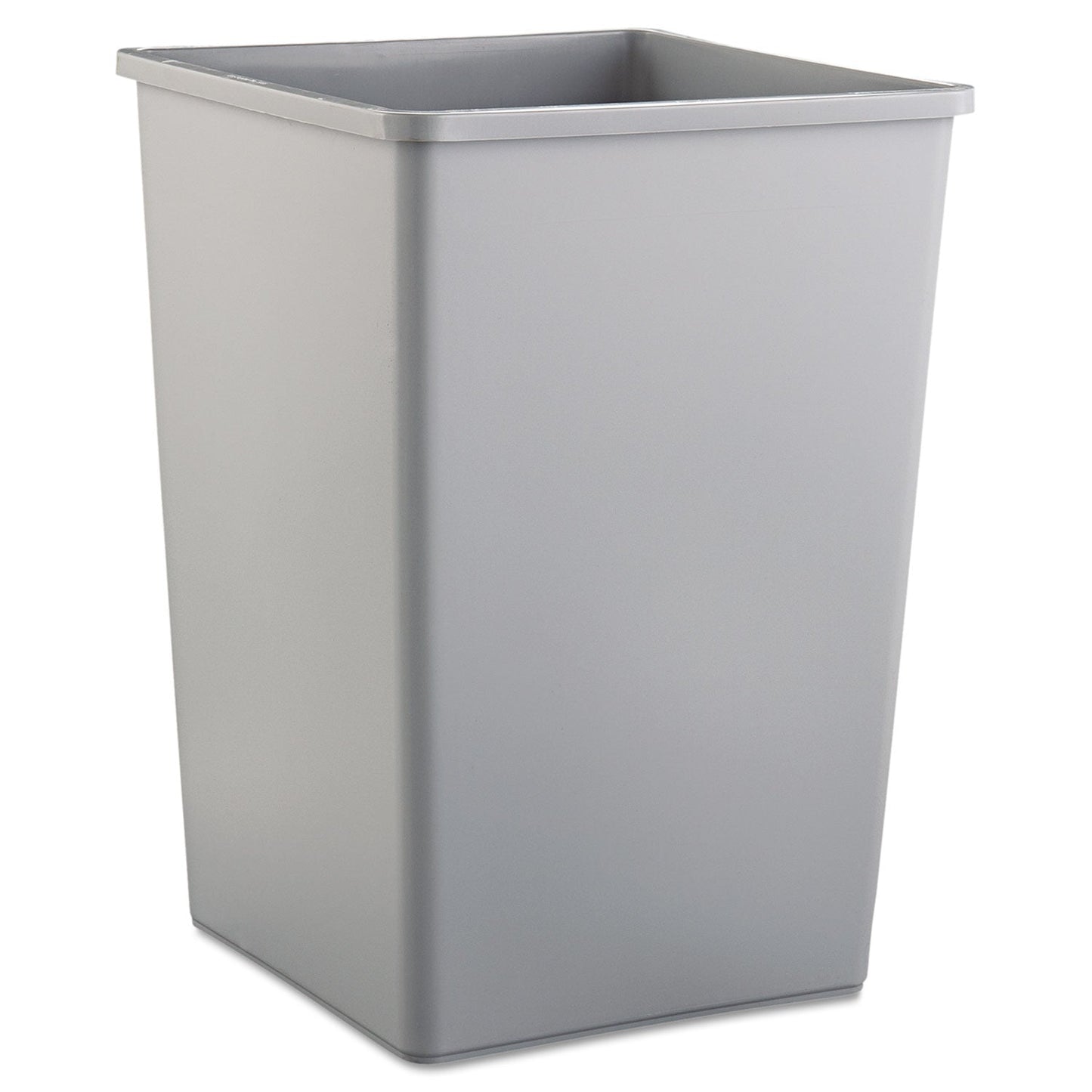 RCP3958GRA Untouchable Square Waste Receptacle, 35 gal, Plastic, Gray RUBBERMAID COMMERCIAL PROD.