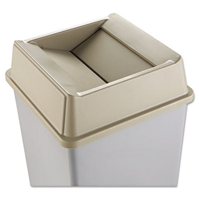 RCP2664BEI Untouchable Square Swing Top Lid, Plastic, 20.13w X 20.13d X 6.25h, Beige RUBBERMAID COMMERCIAL PROD.