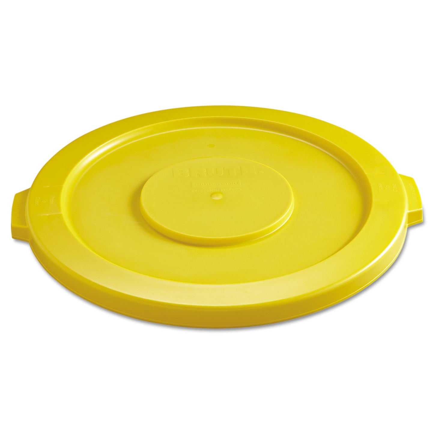 RCP2631YEL BRUTE Self-Draining Flat Top Lids for 32 gal Round BRUTE Containers, 22.25" Diameter, Yellow