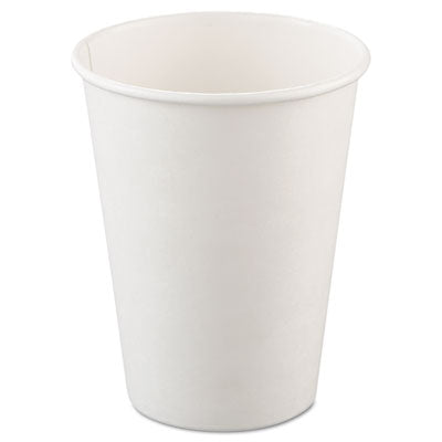 SCC412WN Single-Sided Poly Paper Hot Cups, 12 Oz, White, 50/bag, 20 Bags/carton