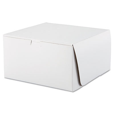 SCH0977 White One-Piece Non-Window Bakery Boxes, 10 x 10 x 5.5, White, Paper, 100/Carton