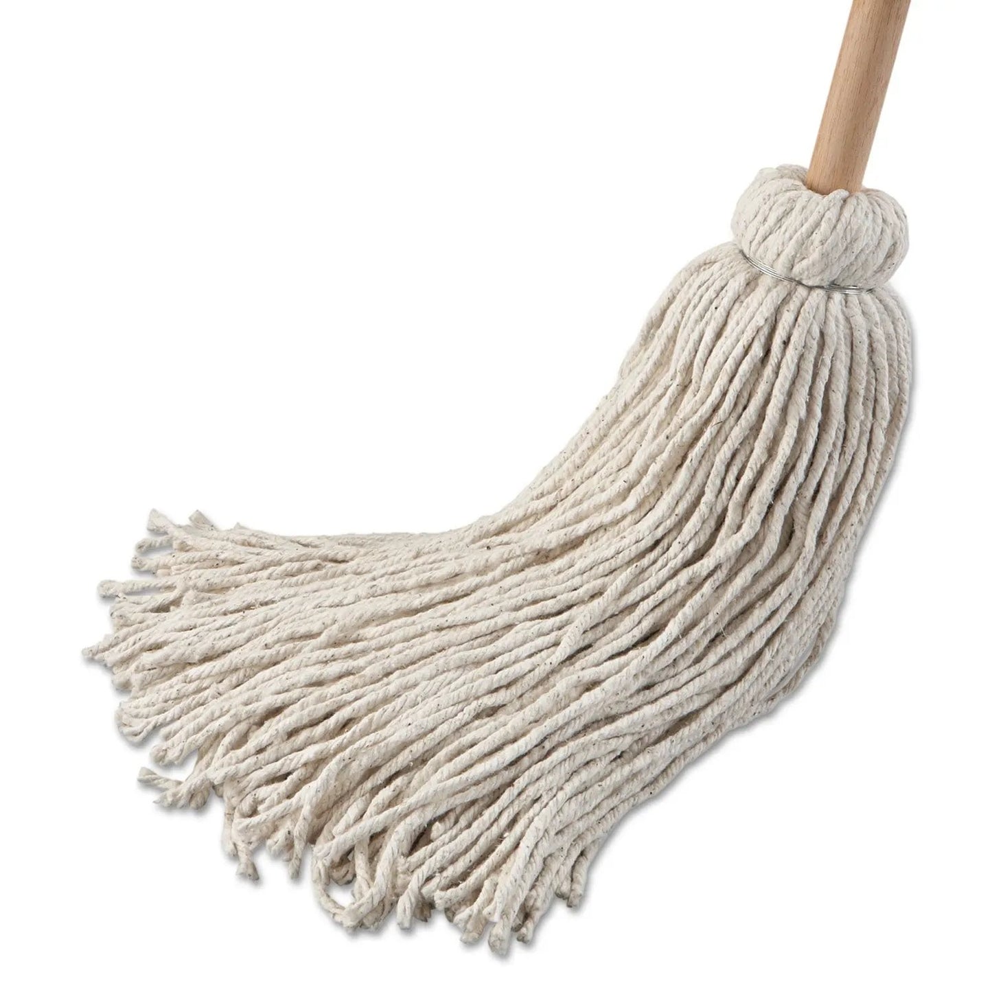 BWK132C Handle/Deck Mop, #32 White Cotton Head, 54" Natural Wood Handle, 6/Pack Boardwalk