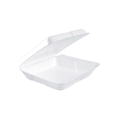 DCC80HT1R Foam Hinged Lid Containers, 7.5 x 8 x 2.2, White, 200/Carton DART