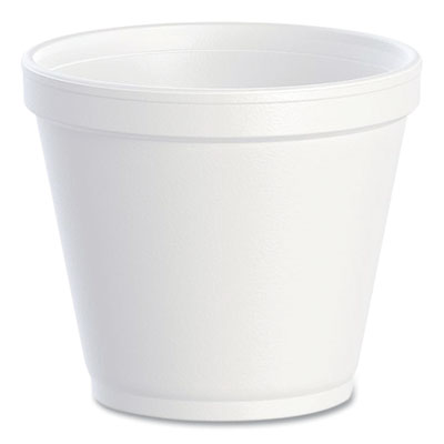DCC8SJ12 Food Containers, Squat, 8 oz, White, Foam, 1,000/Carton