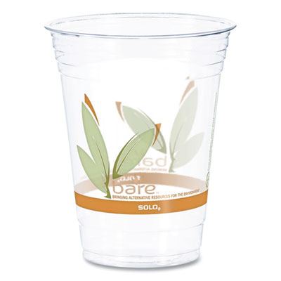 DCCRTP16DBARECT Bare Eco-Forward RPET Cold Cups, 16 oz to 18 oz, Plastic, Leaf Design, Clear, 50/Pack, 20 Packs/Carton