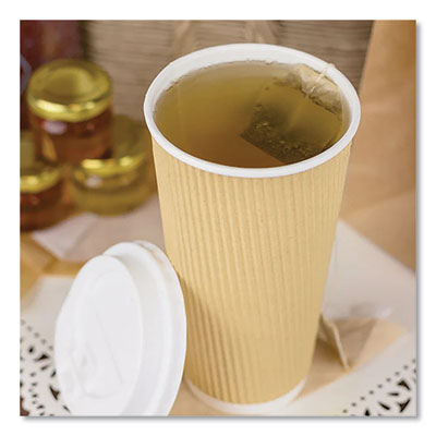 KRTCKRC520 Ripple Hot Cups, 20 oz, Paper, Kraft/White, 500/Carton KARAT BY LOLLICUP