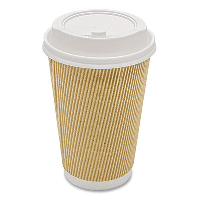 KRTCKRC516 Ripple Hot Cups, 16 oz, Paper, Kraft/White, 500/Carton KARAT BY LOLLICUP