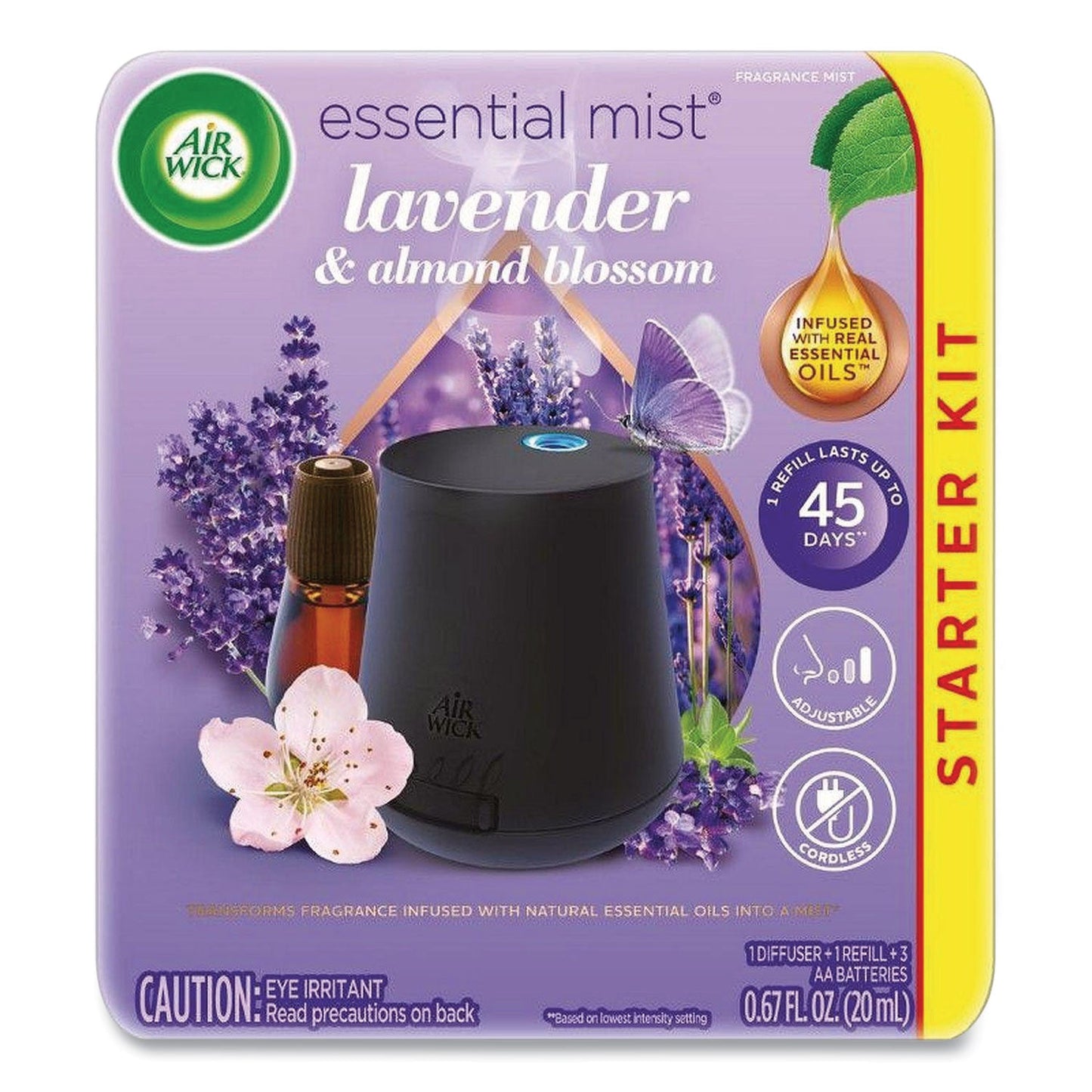 RAC98576KT Essential Mist Starter Kit, Lavender and Almond Blossom, 0.67 oz. Bottle Air Wick