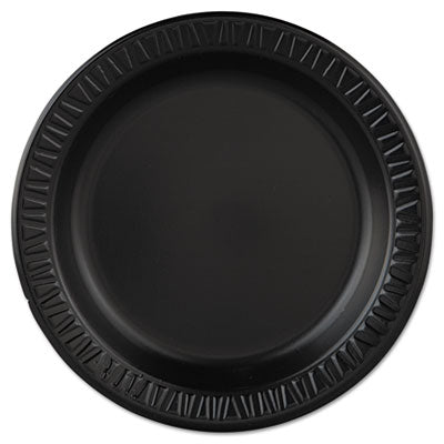 DCC9PBQR Quiet Classic Laminated Foam Dinnerware, Plate, 9" Dia, Black, 125/pack, 4 Packs/carton DART