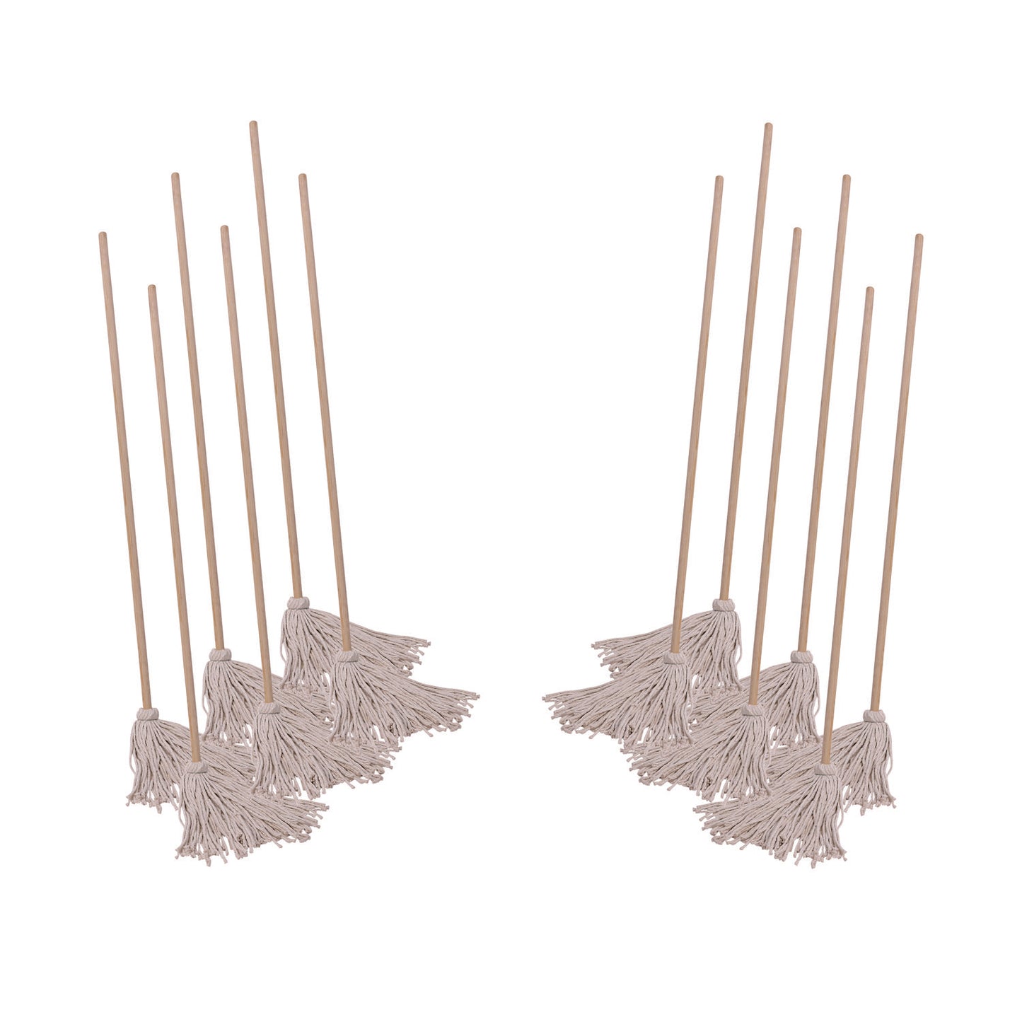 BWK120C Handle/Deck Mops, #20 White Cotton Head, 54" Natural Wood Handle