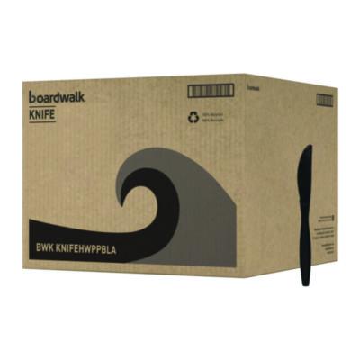 BWKKNIFEHWPPBLA Heavyweight Polypropylene Cutlery, Knife, Plastic, Black, 1,000/Carton BOARDWALK