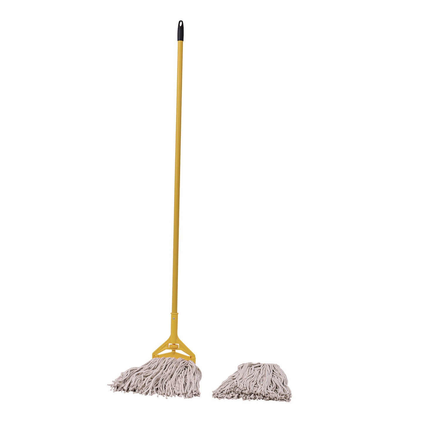 BWK5324C Cotton Cut End Mop Kit, #24 Natural Cotton Head, 60" Yellow Metal/plastic Handle