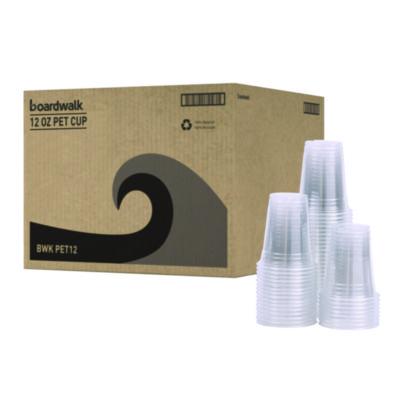 BWKPET12 Clear Plastic PET Cups, 12 oz, 50/Sleeve, 20 Sleeves/Carton BOARDWALK