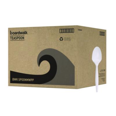 BWKSPOONMWPP Mediumweight Polypropylene Cutlery, Spoon, Plastic, White, 1,000/Carton