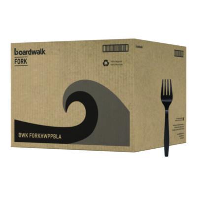 BWKFORKHWPPBLA Heavyweight Polypropylene Cutlery, Fork, Plastic, Black, 1,000/Carton BOARDWALK
