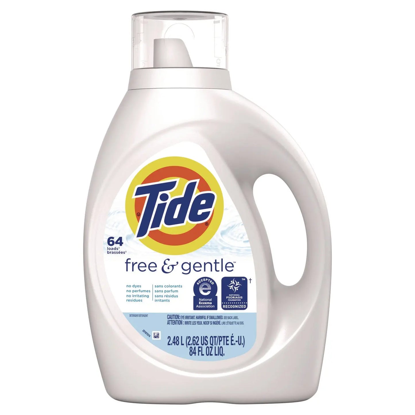 PGC12144 Free and Gentle Liquid Laundry Detergent, HE Compatible, 64 Loads, 84 oz Bottle, 4/Carton Tide