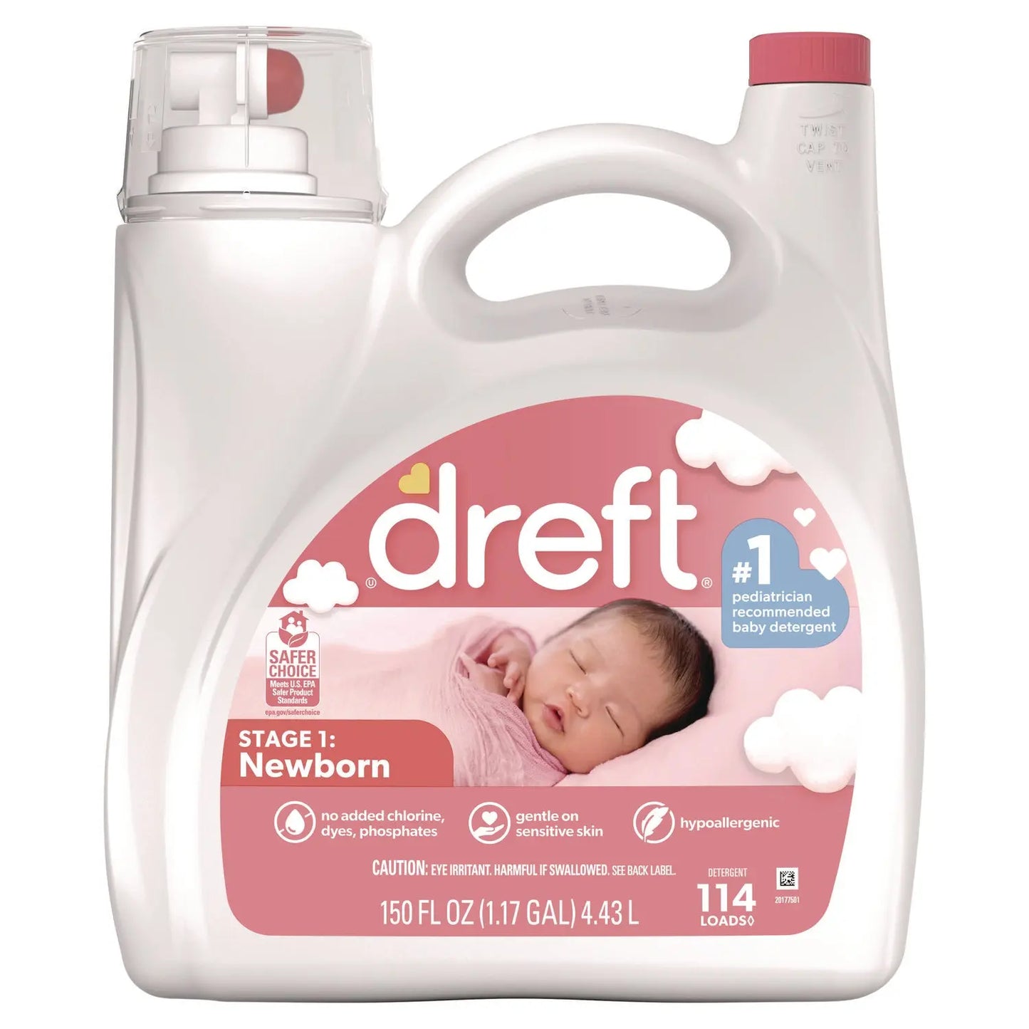 PGC12128 Ultra Laundry Detergent, Baby Powder Scent, 150 oz Bottle, 4/Carton Dreft
