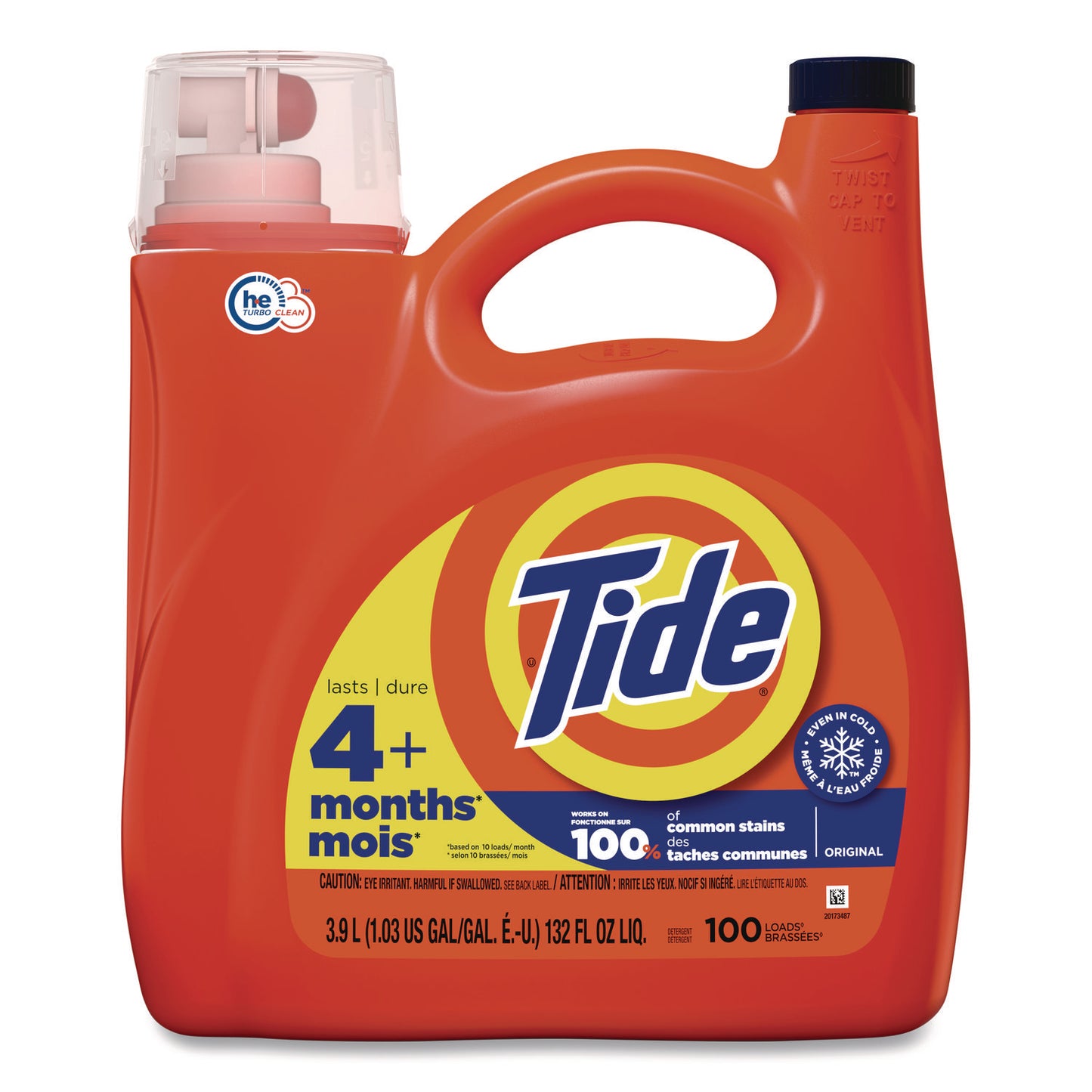 PGC12101 HE Liquid Laundry Detergent, Original Scent, 100 Loads, 125 oz Pour Bottle, 4/Carton Tide