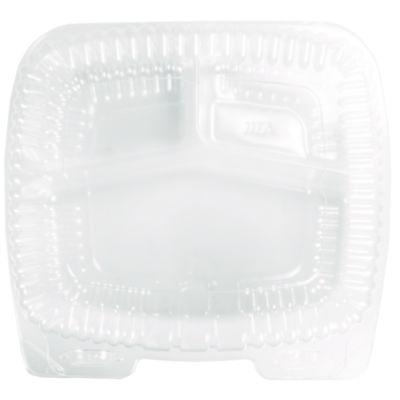 HFA6093S250 Handi-Lock Three-Compartment Food Container, 8 x 3 x 8.87, Clear, Plastic, 250/Carton