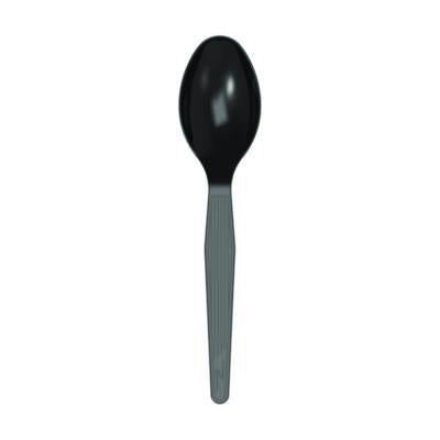 DXETM53C1 Mediumweight Polystyrene Wrapped Cutlery, Spoon, Plastic, Black, 1,000/Carton