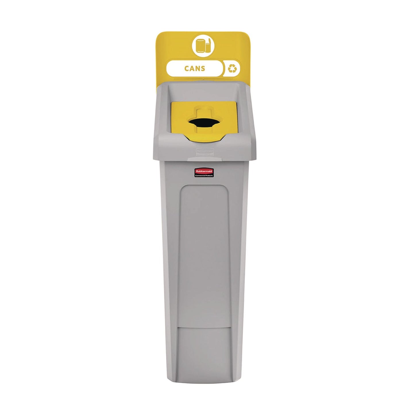 RCP2185052 Slim Jim Recycling Station Kit, 1-Stream Bottles and Cans, 23 gal, Plastic, Yellow/Gray RUBBERMAID COMMERCIAL PROD.